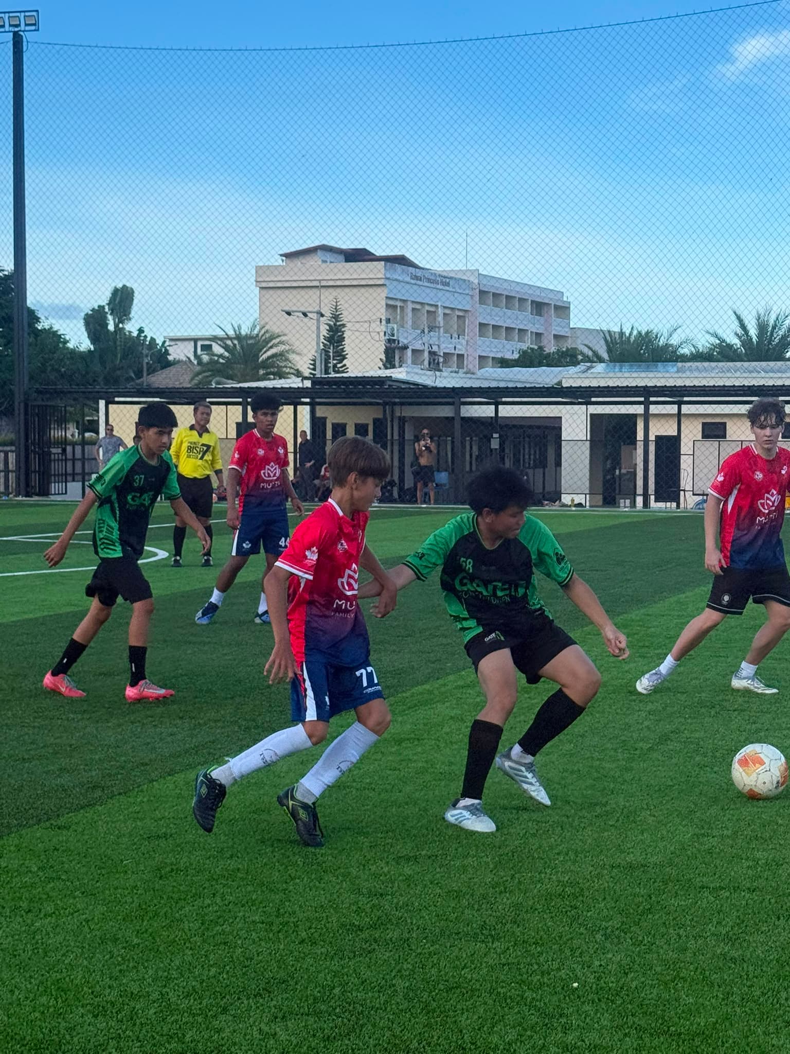 Children playing a football match